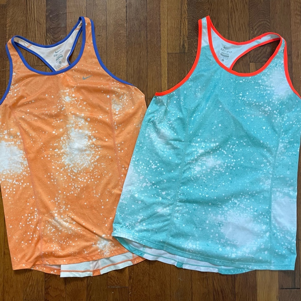 Two Nike DriFit Mesh-back tank tops
